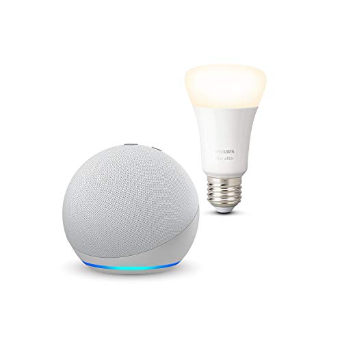 Nuevo Echo Dot (4.ª generación), Blanco + Philips Hue Bombilla Inteligente (E27), compatible con Alexa Nuevo Echo Dot (4.ª generación), Blanco + Philips Hue Bombilla Inteligente (E27), compatible con Alexa