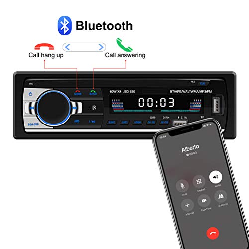 [Nuevo Version] Andven Autoradio Bluetooth, 4×60W FM Radio de Coche, Manos Libres Radio Estéreo de Coche, Apoyo Control Remoto, Doble USB, TF, función AUX