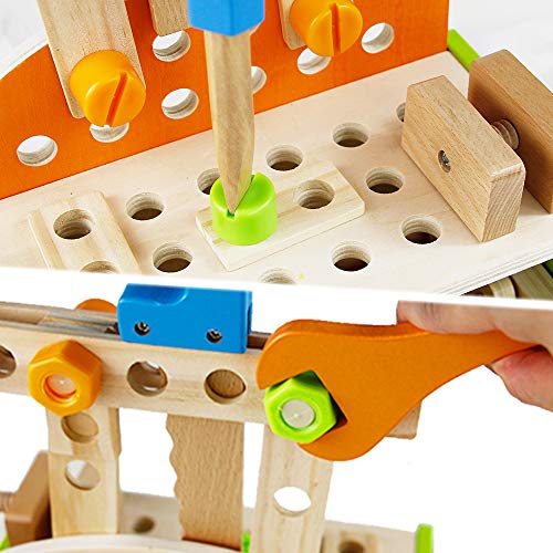 Nuheby Banco Herramientas Juguetes de Trabajo Niños de Madera 40 Piezas DIY Bloques Construccion Juego de rol Juguetes Educativos 3 4 5 6 Años Nuheby Banco Herramientas Juguetes de Trabajo Niños de Madera 40 Piezas DIY Bloques Construccion Juego de rol Juguetes Educativos 3 4 5 6 Años