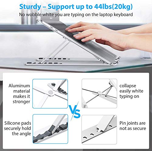 Nulaxy Soporte para Portatil, Soporte Portatil Mesa, Elevador Ventilado para Ipad y Dell, HP, Samsung, Lenovo, Ajustables Portátiles de 10 Pulgadas a 15.6 Pulgadas, Plata