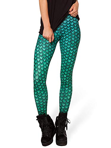 Nuofengkudu Mujer Estampados Leggins Largos Elasticos Cintura Alta Lisos Mallas Deporte Colores Hippie Transpirable Push up Yoga Pantalones (Verde Escala B,Talla única)