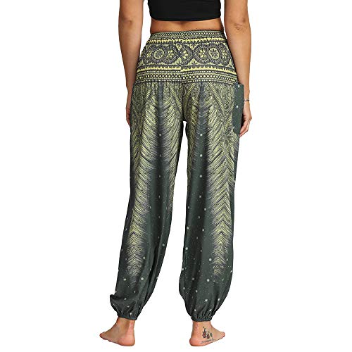 Nuofengkudu Mujer Hippies Pantalones Harem Tailandeses Boho Estampados Bolsillos Cintura Alta Baggy Yoga Pants Verano Playa Fiesta (Verde C,Talla única) Nuofengkudu Mujer Hippies Pantalones Harem Tailandeses Boho Estampados Bolsillos Cintura Alta Baggy Yoga Pants Verano Playa Fiesta (Verde C,Talla única)