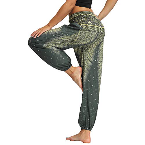 Nuofengkudu Mujer Hippies Pantalones Harem Tailandeses Boho Estampados Bolsillos Cintura Alta Baggy Yoga Pants Verano Playa Fiesta (Verde C,Talla única) Nuofengkudu Mujer Hippies Pantalones Harem Tailandeses Boho Estampados Bolsillos Cintura Alta Baggy Yoga Pants Verano Playa Fiesta (Verde C,Talla única)