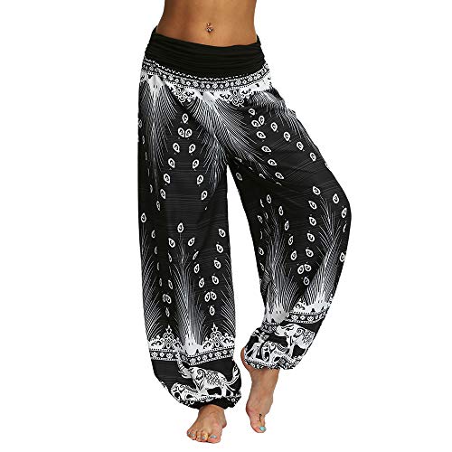 Nuofengkudu Mujeres Hippies Pantalones Largos Cintura Alta Boho Flores Impreso Suelto Yoga Pants Verano Playa Fiesta Tailandeses Harem Pantalón (Negro B,S) Nuofengkudu Mujeres Hippies Pantalones Largos Cintura Alta Boho Flores Impreso Suelto Yoga Pants Verano Playa Fiesta Tailandeses Harem Pantalón (Negro B,S)