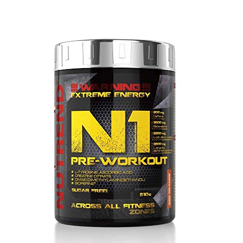 Nutrend N1 510g Orange Flavour Body Stimulant than the instant form of pre-workout promote muscle pumping Beta-alanine, AAKG Taurine DMAE