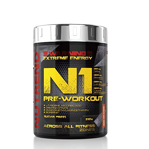 Nutrend N1 510g Orange Flavour Body Stimulant than the instant form of pre-workout promote muscle pumping Beta-alanine, AAKG Taurine DMAE Nutrend N1 510g Orange Flavour Body Stimulant than the instant form of pre-workout promote muscle pumping Beta-alanine, AAKG Taurine DMAE