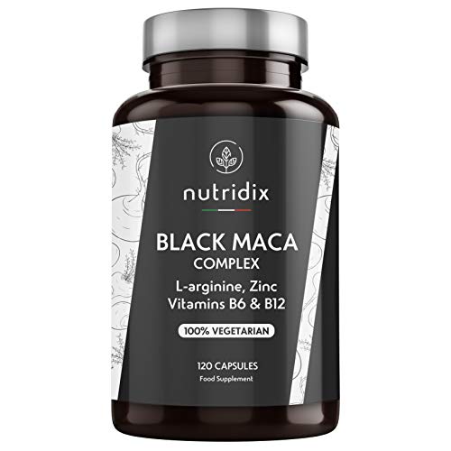 Nutridix Maca Negra Andina 1.200 mg por Dosis - Extracto Equivalente a 24.000 mg de Maca Planta concentrada 20:1 con L-Arginina, Vitamina B6, B12 y Zinc - 120 Cápsulas Nutridix Maca Negra Andina 1.200 mg por Dosis - Extracto Equivalente a 24.000 mg de Maca Planta concentrada 20:1 con L-Arginina, Vitamina B6, B12 y Zinc - 120 Cápsulas