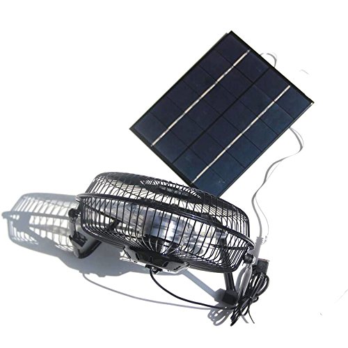 NUZAMAS Ventilador grande de 5.2 W 6 V alimentado por panel solar de 20.3 cm para camping, caravana, yate, invernadero, casa de perro, pollo, ventilador