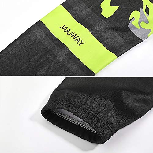 N/V D.Stil - Conjunto de ropa de ciclismo para hombre, manga larga, forro polar con pantalones acolchados 3D, para bicicleta de montaña M-3XL (negro/verde, M)