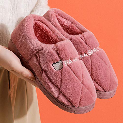 Nwarmsouth Verano e Invierno/Pantuflas cómodas,Zapatos caseros de algodón con tacón de Bolsa, Pantuflas cálidas de Suela Gruesa-Gris_42-43,Zapatos de casa con Suela antides