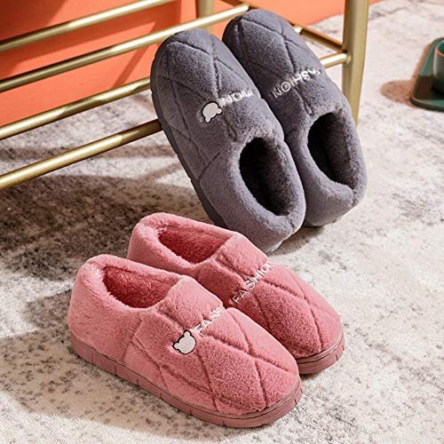 Nwarmsouth Verano e Invierno/Pantuflas cómodas,Zapatos caseros de algodón con tacón de Bolsa, Pantuflas cálidas de Suela Gruesa-Gris_42-43,Zapatos de casa con Suela antides