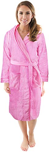 NY Threads Lujo Bata de Forro con Capucha para Mujer - Batas De Estar En Casa de Súper Suave (Medium, Rosa)