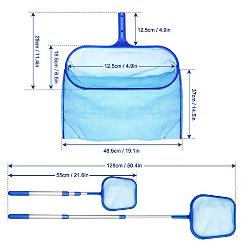 O-Kinee Recogehojas para Piscinas Profesional,Kits de Skimmer Piscinas con 1.2m Barra Telescópica para Spas, Natación, Pozos, para Piscinas Claras, Leaves Y Debris