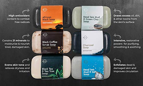 O Naturals Selección 6 Mejores Jabones Natural Negro Facial Cuerpo y Mano con Carbón Africano y Sal Mar Muerto. Olor Agradable Piel Suave Pastillas Jabón Espuma Estuche Regalo Mujer Hombre 680 gr. O Naturals Selección 6 Mejores Jabones Natural Negro Facial Cuerpo y Mano con Carbón Africano y Sal Mar Muerto. Olor Agradable Piel Suave Pastillas Jabón Espuma Estuche Regalo Mujer Hombre 680 gr.