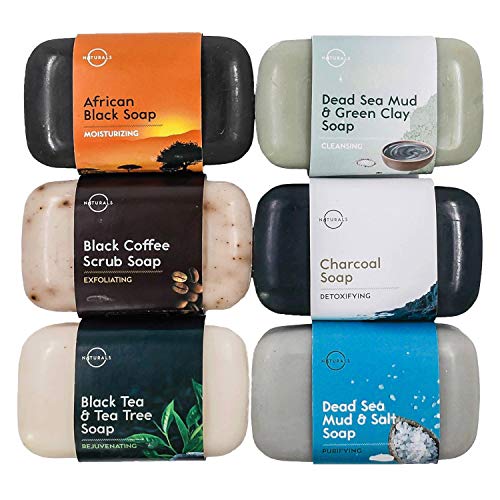 O Naturals Selección 6 Mejores Jabones Natural Negro Facial Cuerpo y Mano con Carbón Africano y Sal Mar Muerto. Olor Agradable Piel Suave Pastillas Jabón Espuma Estuche Regalo Mujer Hombre 680 gr. O Naturals Selección 6 Mejores Jabones Natural Negro Facial Cuerpo y Mano con Carbón Africano y Sal Mar Muerto. Olor Agradable Piel Suave Pastillas Jabón Espuma Estuche Regalo Mujer Hombre 680 gr.