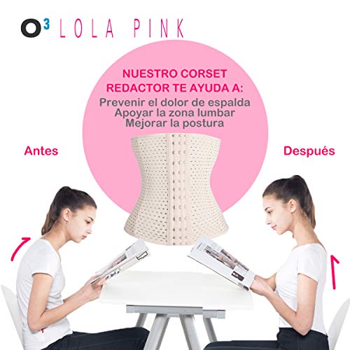 O³ Corset Reductor Adelgazante Mujer – Tallas S – XXXL | Fajas Reductoras Adelgazantes para Body Mujer Lola Pink– Fajas Colombianas Cómodas y Ligeras – Blanco S/36