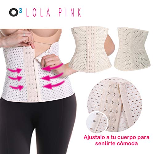 O³ Corset Reductor Adelgazante Mujer – Tallas S – XXXL | Fajas Reductoras Adelgazantes para Body Mujer Lola Pink– Fajas Colombianas Cómodas y Ligeras – Blanco S/36