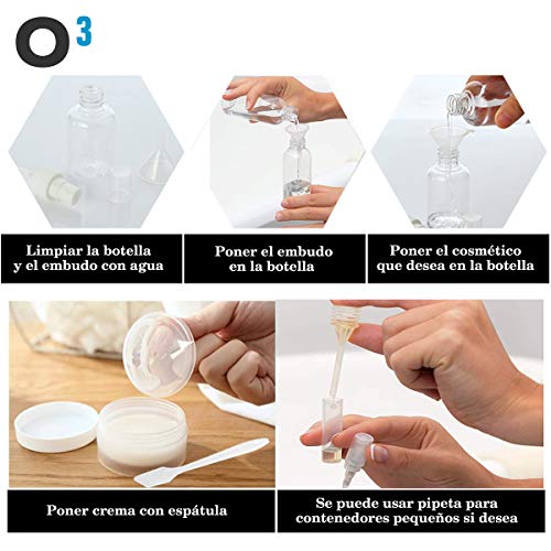 O³ Neceser Transparente para Avion - Capacidad 1 L - con 6 Contenedores De Cosméticos | Bolsa Aseo Transparente - Neceser Impermeable O³ Neceser Transparente para Avion - Capacidad 1 L - con 6 Contenedores De Cosméticos | Bolsa Aseo Transparente - Neceser Impermeable