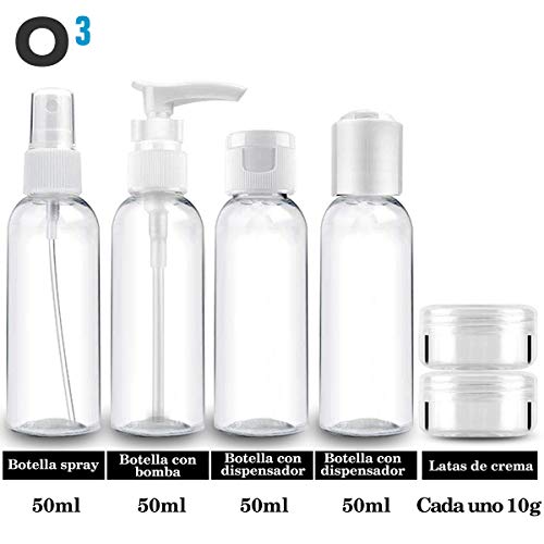 O³ Neceser Transparente para Avion - Capacidad 1 L - con 6 Contenedores De Cosméticos | Bolsa Aseo Transparente - Neceser Impermeable O³ Neceser Transparente para Avion - Capacidad 1 L - con 6 Contenedores De Cosméticos | Bolsa Aseo Transparente - Neceser Impermeable