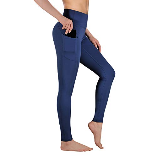 Occffy Cintura Alta Pantalón Deportivo de Mujer Leggings para Running Training Fitness Estiramiento Yoga y Pilates DS166 (Azul profundo, XS)