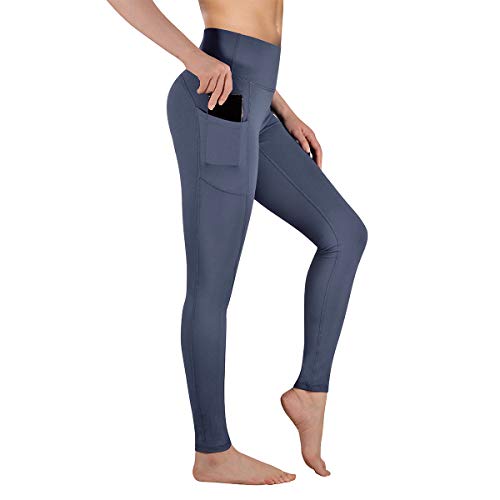 Occffy Cintura Alta Pantalón Deportivo de Mujer Leggings para Running Training Fitness Estiramiento Yoga y Pilates DS166 (Gris profundo, M)