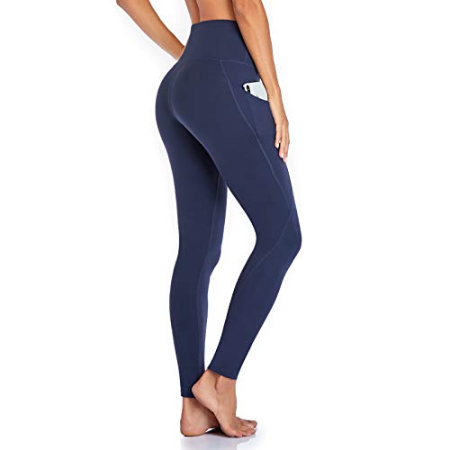 Occffy Leggings Mujer Deporte Cintura Alta Mallas Pantalones Deportivos Leggins con Bolsillos para Yoga Running Fitness y Ejercicio Oc01 (Azul Profundo, M)