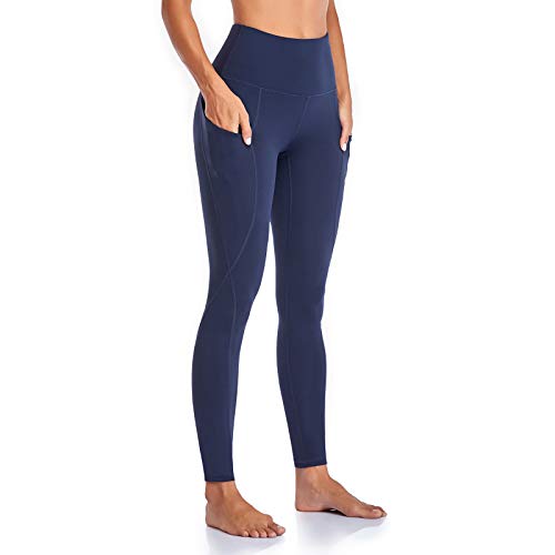 Occffy Leggings Mujer Deporte Cintura Alta Mallas Pantalones Deportivos Leggins con Bolsillos para Yoga Running Fitness y Ejercicio Oc01 (Azul Profundo, M)
