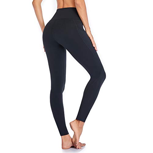 Occffy Leggings Mujer Deporte Cintura Alta Mallas Pantalones Deportivos Leggins con Bolsillos para Yoga Running Fitness y Ejercicio Oc01 (Negro, M)