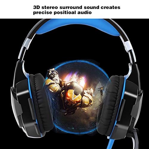 OCDAY Auriculares Gaming Estéreo con Microfono para PS4 PC Xbox One, Cascos Gaming Professional con Bass Surround para Nintendo Switch Gamer, Diadema Acolchada y Ajustable(Tiene un Adaptador Cable)