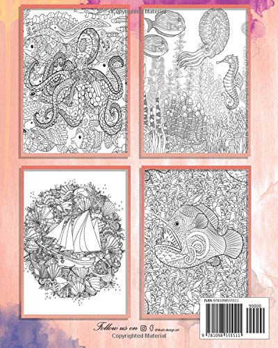 Ocean Life: Adult Coloring Book (Stress Relieving Creative Fun Drawings to Calm Down, Reduce Anxiety & Relax.Great Christmas Gift Idea For Men & Women 2020-2021)