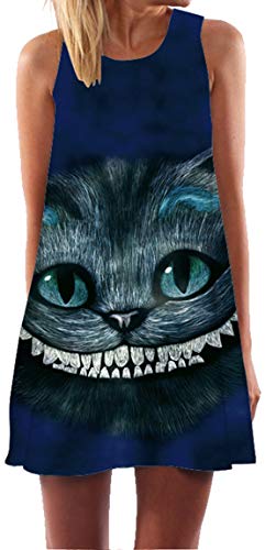Ocean Plus Mujer Verano Flamenco Camisola Vestido De Playa Top Sin Mangas Trapecio O Corte En A Vestido Oeste (M (EU 36-38), Gato de Cheshire 2) Ocean Plus Mujer Verano Flamenco Camisola Vestido De Playa Top Sin Mangas Trapecio O Corte En A Vestido Oeste (M (EU 36-38), Gato de Cheshire 2)