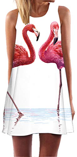 Ocean Plus Mujer Verano Flamenco Camisola Vestido De Playa Top Sin Mangas Trapecio O Corte En A Vestido Oeste (S (EU 34-36), Dos flamencos en el Agua 2) Ocean Plus Mujer Verano Flamenco Camisola Vestido De Playa Top Sin Mangas Trapecio O Corte En A Vestido Oeste (S (EU 34-36), Dos flamencos en el Agua 2)