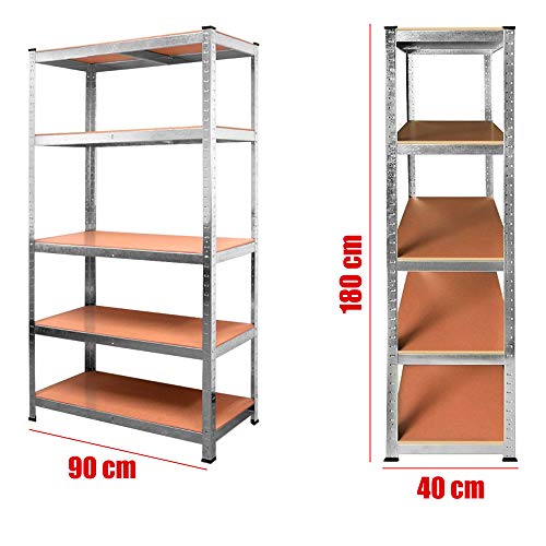 OcioDual 2x Estanteria Metalica Galvanizada 875kg 5 Baldas 180 x 90 x 40cm Ideal Garaje