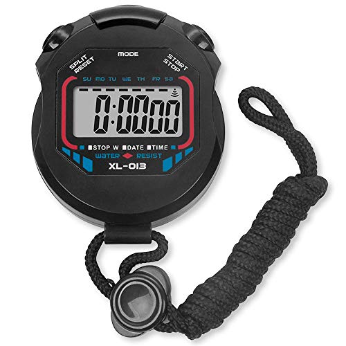 OcioDual Cronometro Digital Deportivo Temporizador Reloj Alarma XL-013 Negro Pantalla LCD Luz con Correa para Atletismo Natacion