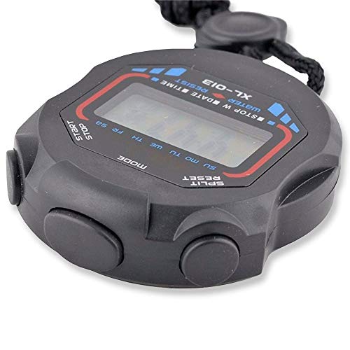 OcioDual Cronometro Digital Deportivo Temporizador Reloj Alarma XL-013 Negro Pantalla LCD Luz con Correa para Atletismo Natacion