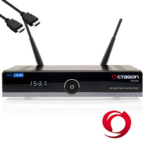 OCTAGON SF8008 4K UHD HDR Twin Sat - Receptor de disco duro (2 x DVB-S2X Multistream, E2 Linux, IPTV, Smart TV Box, Media Server, PVR con función de grabación, incluye cable HDMI y Dual WiFi) OCTAGON SF8008 4K UHD HDR Twin Sat - Receptor de disco duro (2 x DVB-S2X Multistream, E2 Linux, IPTV, Smart TV Box, Media Server, PVR con función de grabación, incluye cable HDMI y Dual WiFi)