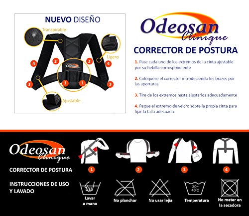 Odeosan Clinique Corrector de Postura para Espalda, Hombro y Clavícula Hombre y Mujer | Soporte Ajustable Unisex de Calidad para Mejorar Postura y Aliviar Dolor | Apoyo de Columna y Tronco Cifosis