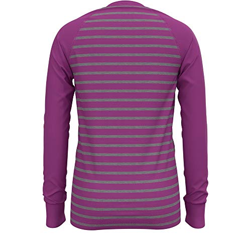 Odlo Camiseta Interior Unisex Infantil Bl Top Crew Neck L/S Active Warm Kids, Unisex niños, Camiseta, 10459, Morado Hyacinth - Gris Mezcla - Rayas, 140