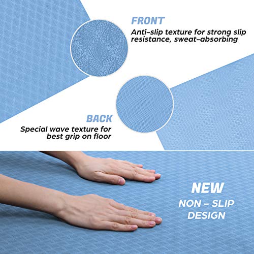 Odoland Esterilla de Yoga Grande 183 x 121 x 0.6 cm, Alfombrilla Deporte 6mm Grueso de Ecológico TPE, Antideslizante, Colchoneta de Pilates, Estiramientos, Gimnasia en Casa o en Gimnasio, Azul Agua Odoland Esterilla de Yoga Grande 183 x 121 x 0.6 cm, Alfombrilla Deporte 6mm Grueso de Ecológico TPE, Antideslizante, Colchoneta de Pilates, Estiramientos, Gimnasia en Casa o en Gimnasio, Azul Agua