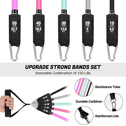 Odoland Kit de Bandas Elásticas de Resistencia para Mujeres, Incluye 5 Bandas de Ejercicio con Asas y 4 Loop Band, Correas de Tobillo, Ancla de Puerta, Cuerda para Saltar, Bolsa de Transporte Odoland Kit de Bandas Elásticas de Resistencia para Mujeres, Incluye 5 Bandas de Ejercicio con Asas y 4 Loop Band, Correas de Tobillo, Ancla de Puerta, Cuerda para Saltar, Bolsa de Transporte