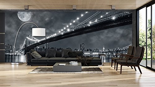 Oedim Fotomural Vinilo Pared Vista Nocturna Nueva York en Blanco y Negro | Fotomurales Pared | Fotomural Decorativo | Mural | Vinilo Decorativo | 200 x 150 cm | Decoración Gimnasios |
