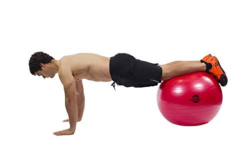 OFERTA ESPECIAL DE HOY - Pelota de Ejercicios Suiza de 65cm con pompa - La mejor para estabilidad y tonificación de sus abdominales - para CrossFitness, Yoga y Pilates - Fabricada con material anti ruptura - Incluye una guía digital gratis con más de 20 e