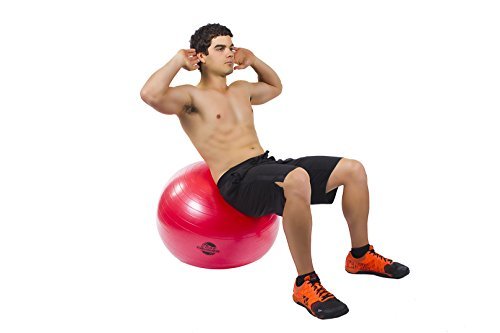 OFERTA ESPECIAL DE HOY - Pelota de Ejercicios Suiza de 65cm con pompa - La mejor para estabilidad y tonificación de sus abdominales - para CrossFitness, Yoga y Pilates - Fabricada con material anti ruptura - Incluye una guía digital gratis con más de 20 e