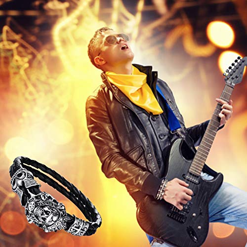OIDEA Pulsera Hombre Calavera Acero Inoxidable con Cuero Brazalete Dominantes Rock Punk Joya de Moda Buen Regalo para Estudientes Empezando la Escuela OIDEA Pulsera Hombre Calavera Acero Inoxidable con Cuero Brazalete Dominantes Rock Punk Joya de Moda Buen Regalo para Estudientes Empezando la Escuela