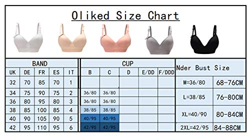 Oliked, Sujetador de Maternidad sin Costuras, 3 Paquete (Negro + Blanco + Beige), M - 36/80 Oliked, Sujetador de Maternidad sin Costuras, 3 Paquete (Negro + Blanco + Beige), M - 36/80