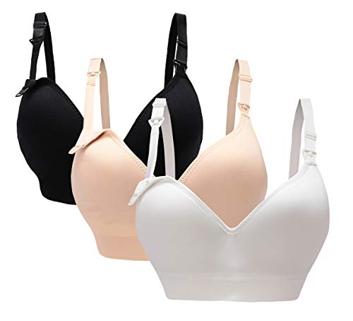 Oliked, Sujetador de Maternidad sin Costuras, 3 Paquete (Negro + Blanco + Beige), M - 36/80 Oliked, Sujetador de Maternidad sin Costuras, 3 Paquete (Negro + Blanco + Beige), M - 36/80