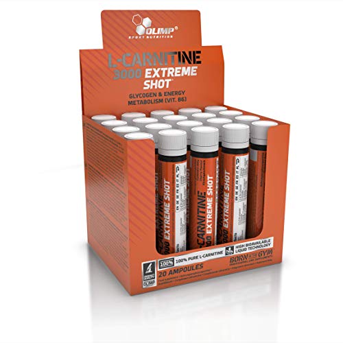 OLIMP SPORT NUTRITION Ampollas L-Carnitine 3000 Extreme Shot con Sabor Cereza - Paquete de 20 x 25 ml - Total: 500 ml OLIMP SPORT NUTRITION Ampollas L-Carnitine 3000 Extreme Shot con Sabor Cereza - Paquete de 20 x 25 ml - Total: 500 ml