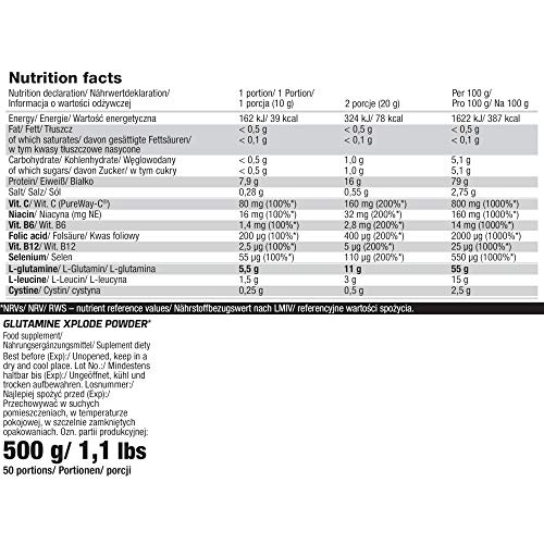 Olimp Sport Nutrition Glutamine Xplode Anticatabólico, Sabor Limón - 500 gr
