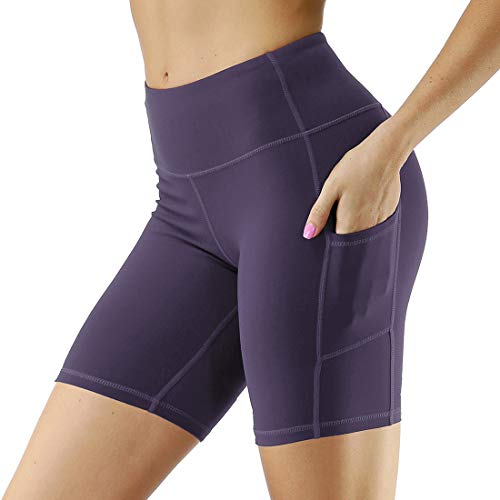 OLIPHEE Cintura Alta Shorts Deportivos de Yoga Pantalones Cortos Deportivos para Mujer con Bolsillos Laterales ZIL-1 OLIPHEE Cintura Alta Shorts Deportivos de Yoga Pantalones Cortos Deportivos para Mujer con Bolsillos Laterales ZIL-1