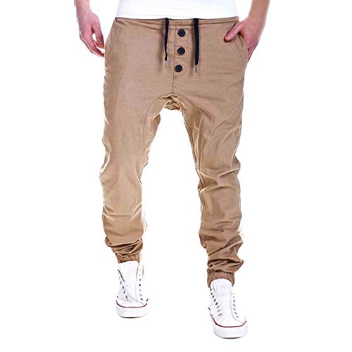 Oliviavan,Pantalones Largos para Hombre Deportivos elásticos al Aire Libre con Tres Hebillas Pantalones Harem Pantalones Casuales